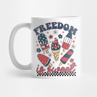 Freedom is Sweet 4th of July Groovy Independence Day Mug